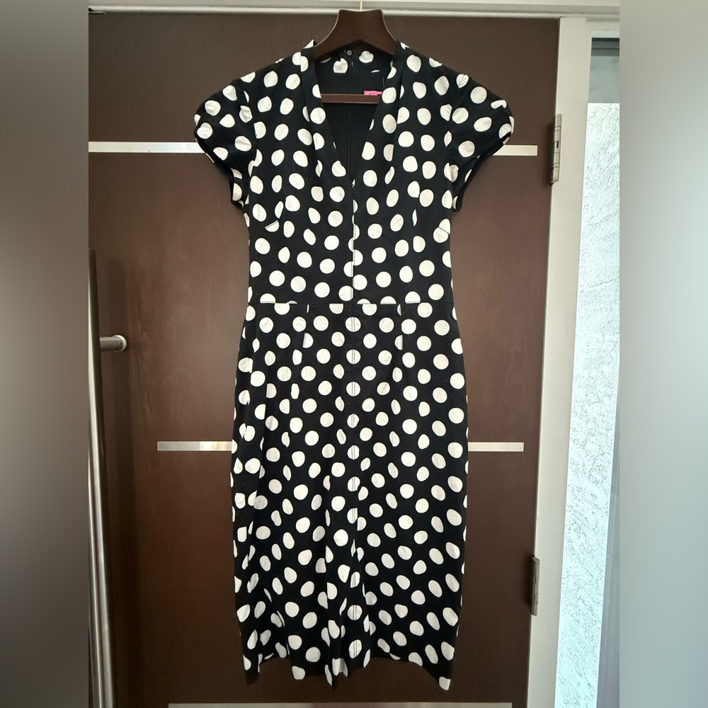 Betsey Johnson Black and White Polka Dot Midi Dress